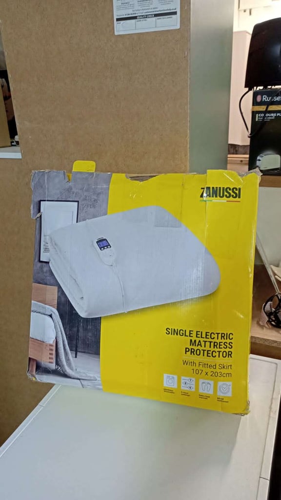 image for  Zanussi Single Electric Mattress Protector With Fitted Skirt 107cm by 203cm