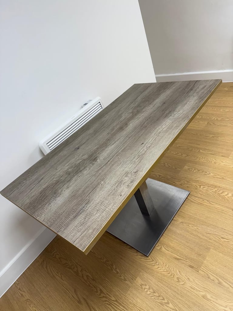 image for Brescia Rectangular Meeting/Dinner/Office Table with Grey Oak Top and Flat Steel Base