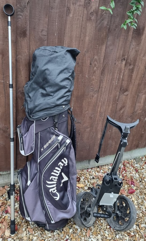 KING COBRA - OFFSET 3-SW, 1-3-5-7, Chipper wedge, putter, CALLAWAY bag, trolley & EXTRA's