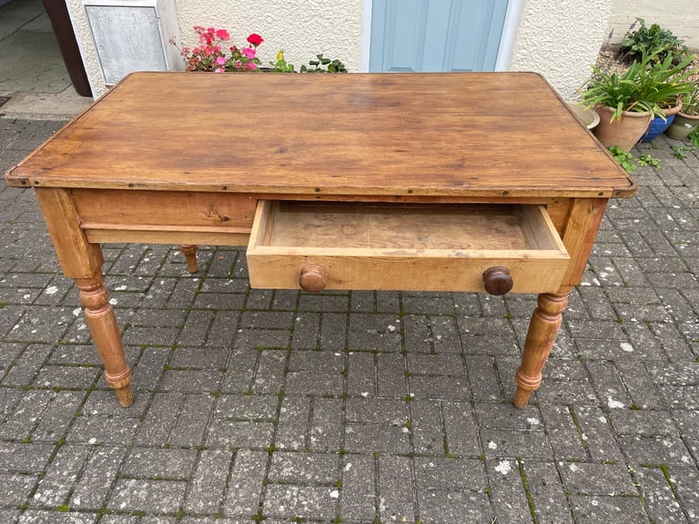 Antique Pine Kitchen Table 