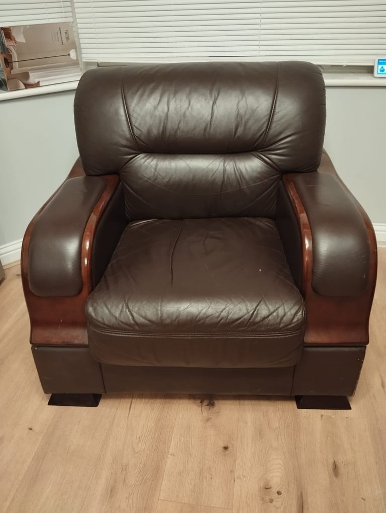 Free Brown Leather Armchairs x 2