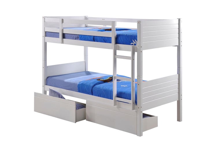 White Wooden Detachable Bunk Bed with Storage bunk bed
