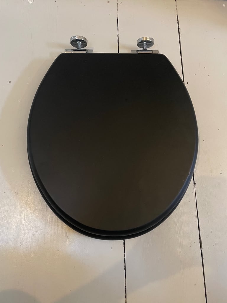image for Burlington Soft Close Toilet Seat with Chrome Hinges Matt Black