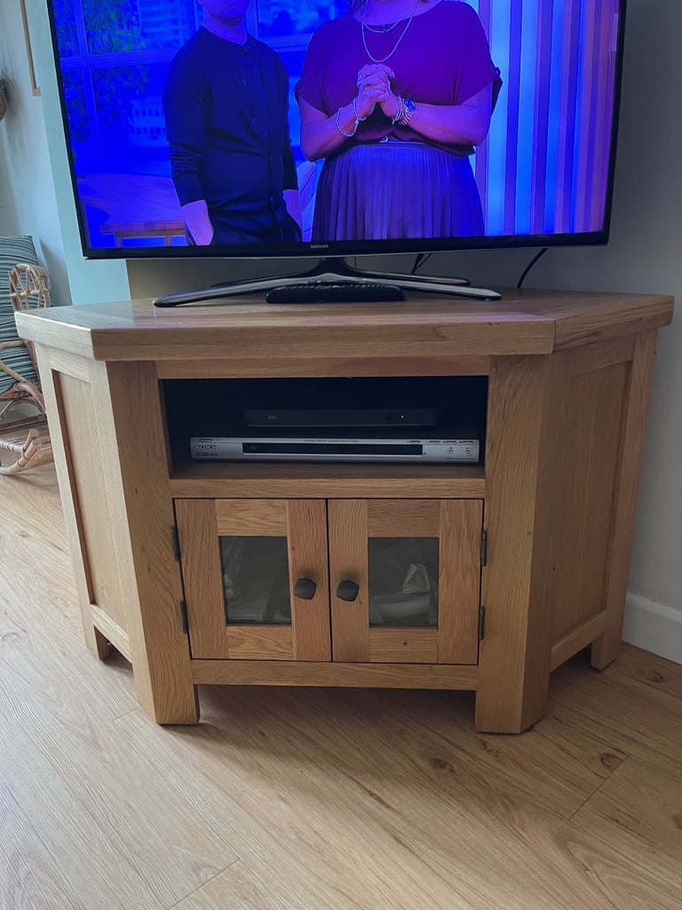 Oak corner TV unit