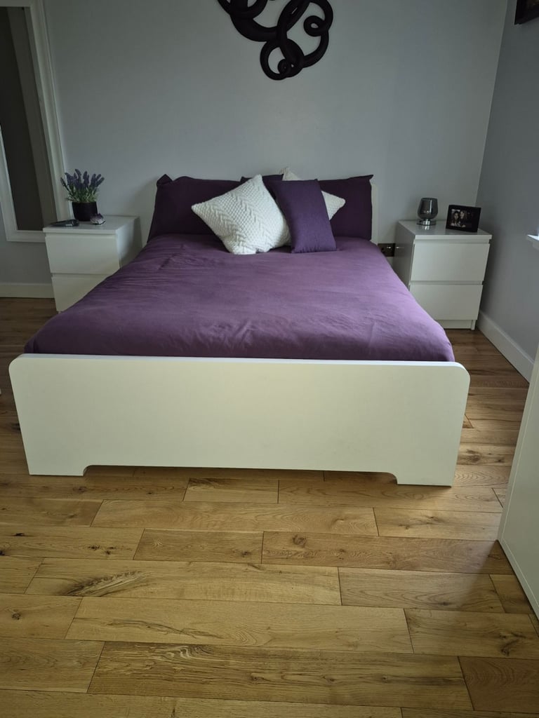 image for Ikea bedroom furniture - double bed frame, 3 x chest of drawers and desk - will sell separately