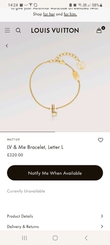 Louis Vuitton Lv & me bracelet, letter l (M67169)