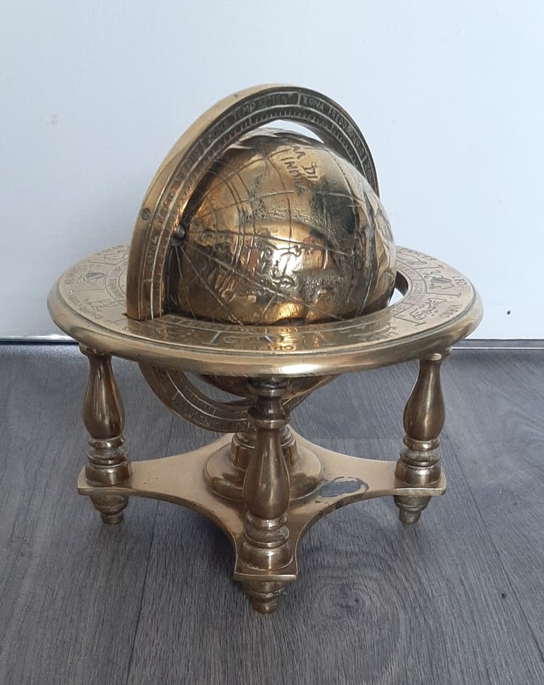 image for Vintage brass signs of the Zodiac globe