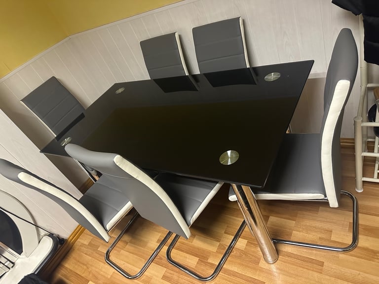 image for Black dining table with 6 chairs