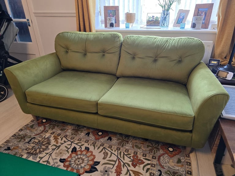 2 x Dunelm three seater velvet sofas