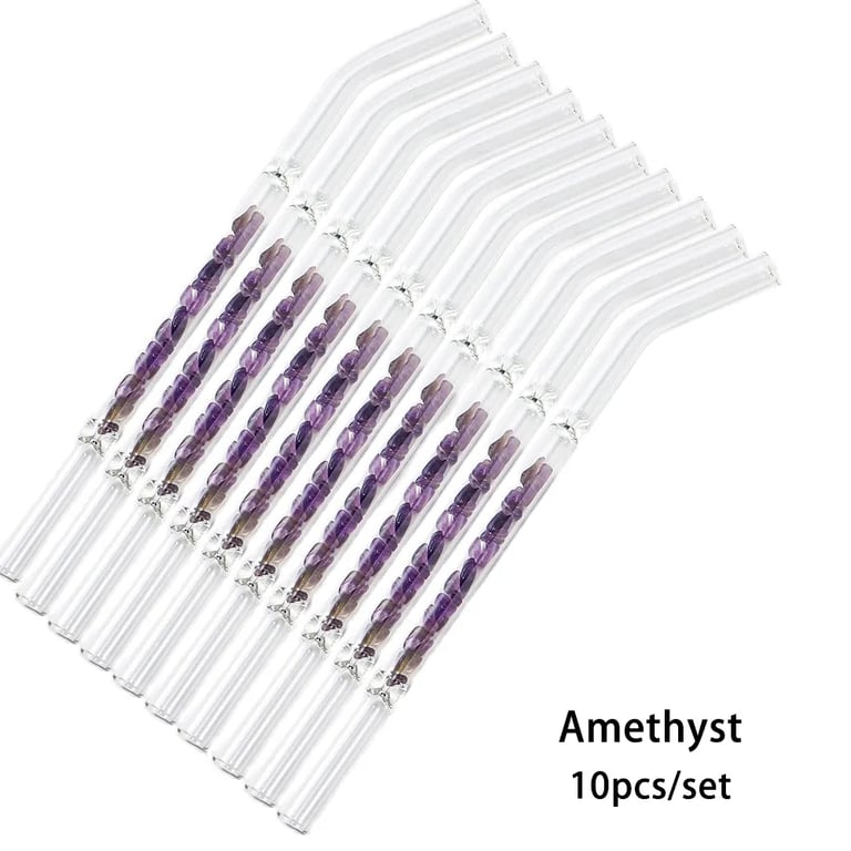 Glass Straws Natural Crystal Stones Luxury 10 Pieces Set