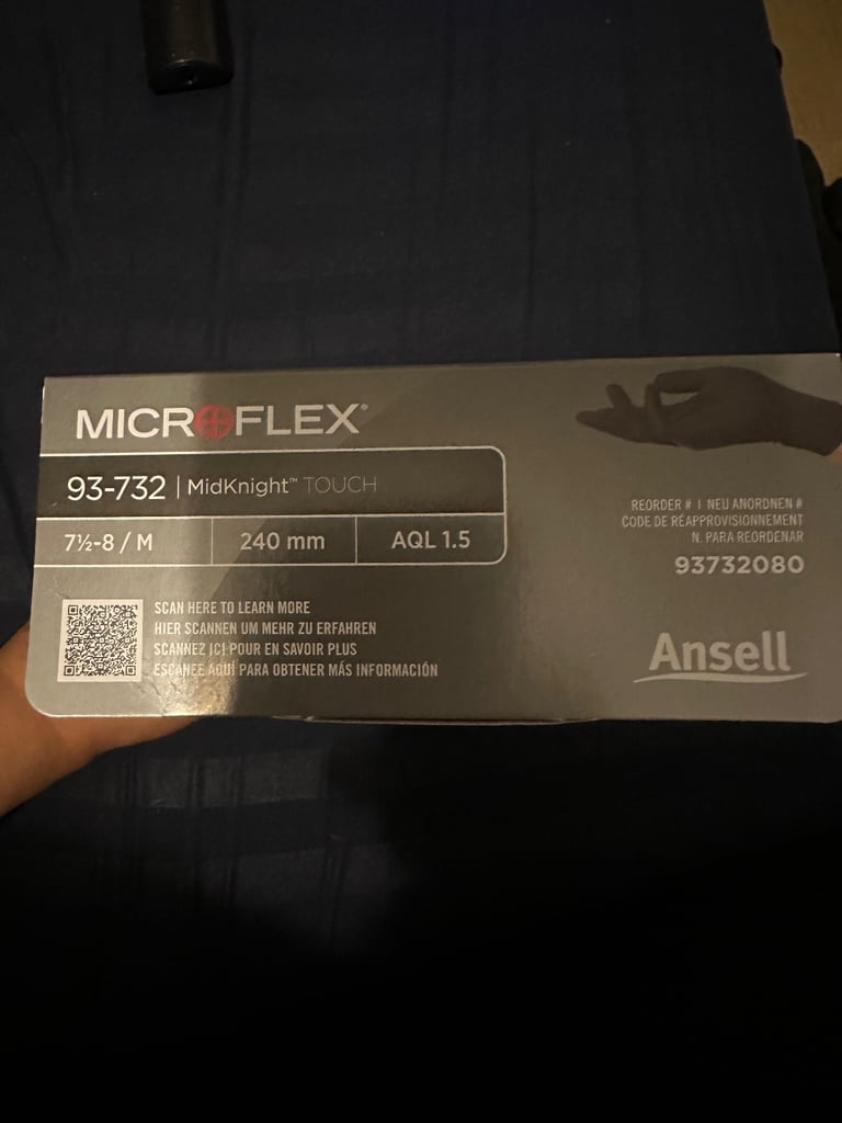image for Ansell MICROFLEX Midknight Touch 93-732 Nitrile Gloves 5 boxes available 