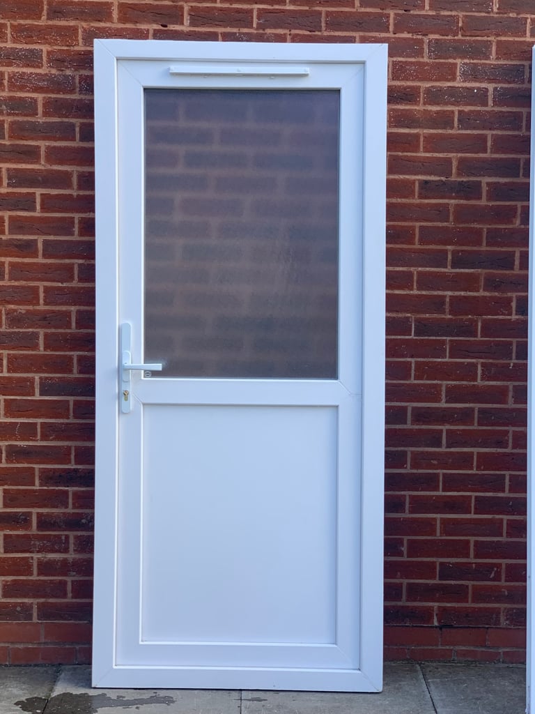 UPVC DOUBLE GLAZED BACK DOOR SIDE DOOR & KEY 92cm WIDE 204cm HIGH Can Deliver