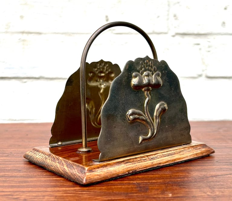 Antique brass letter magazine rack desk cabinet hall industrial antique vintage arts and crafts