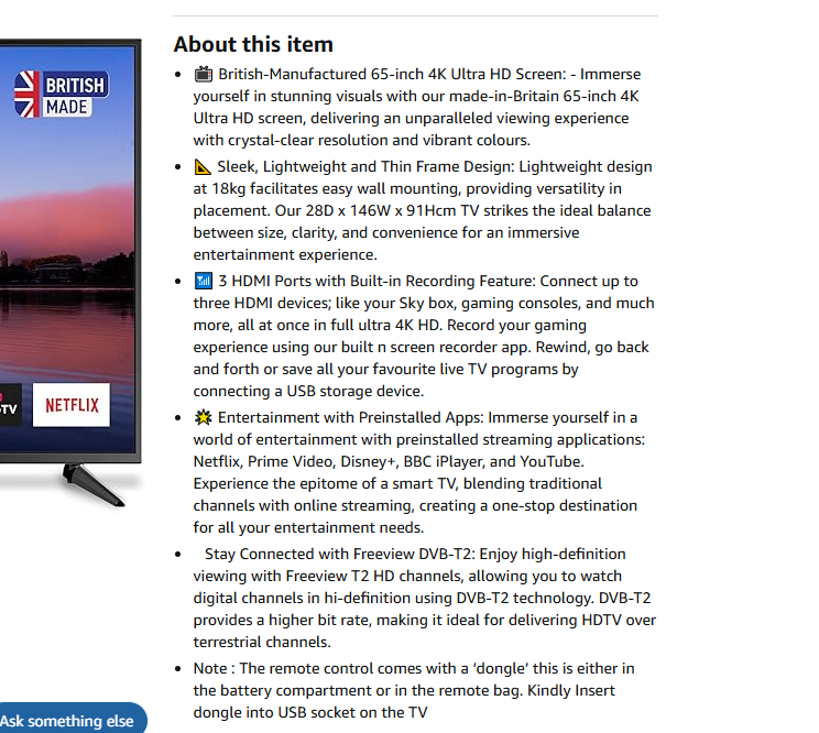 65 inch TV 4k 60fps