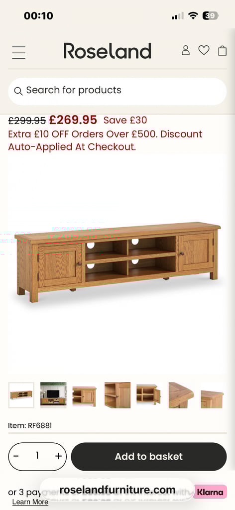 Wide dunelm Bromley oak tv unit 