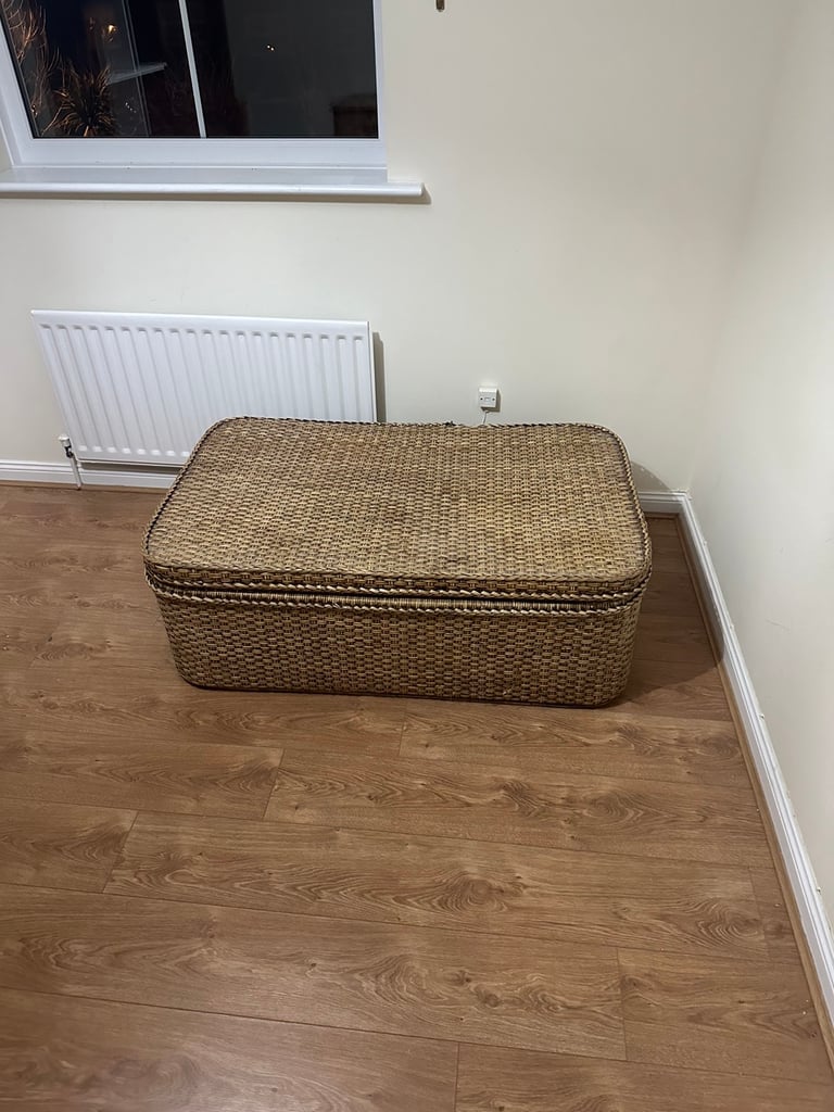 image for Oka  large wicker blanket  chest with storage 120cm length x75cm wide