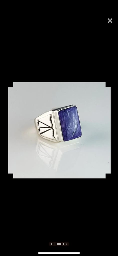 Handcrafted Charoite Stone & Sterling Silver Ring,W,11.25(US),NEW