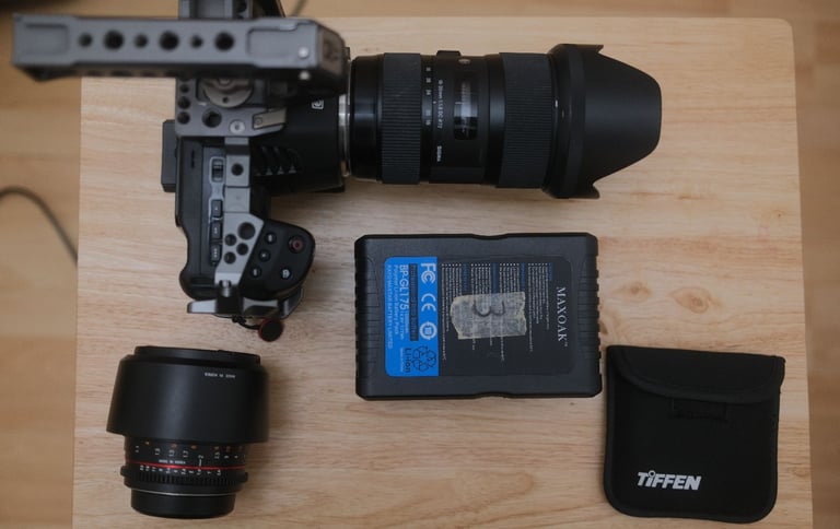 BMPCC 6K (EF) With Full Tilta Cage, Sigma 18-35mm, Samyang 85mm, V-Mount Battery & Tiffen ND Filter