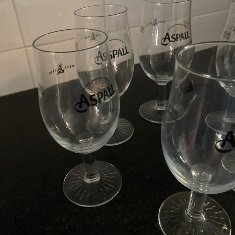 Aspall cider pint glasses x 6