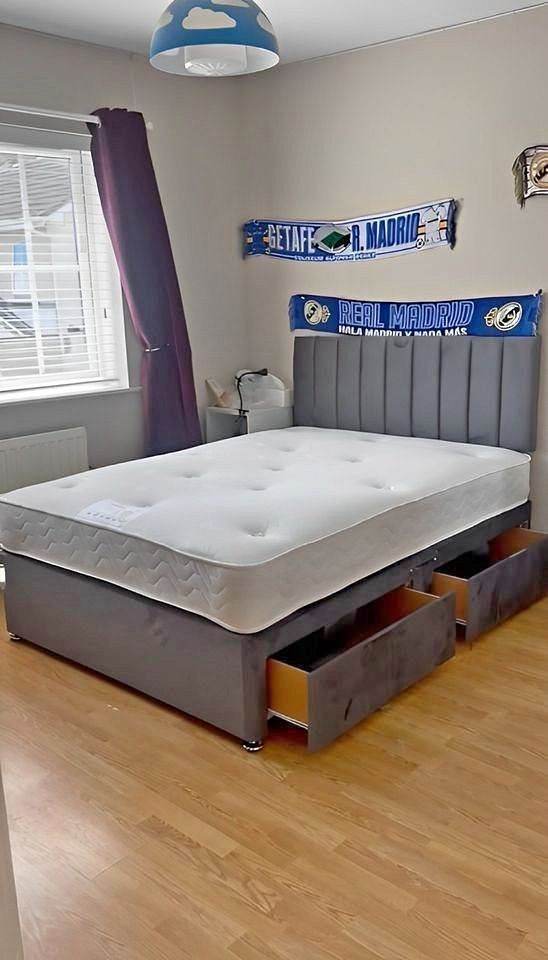 image for Elegant DIVAN 4FT6 Double Bed With Mattress + Storage Drawers ~ Flat 20% Discount **