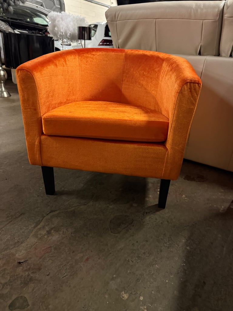 image for Orange suede bucket chair 