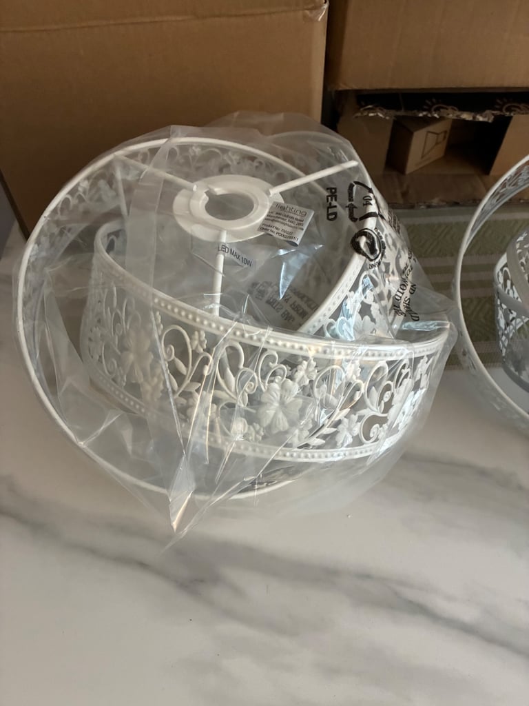 White metal light shades - NEW x2 £20