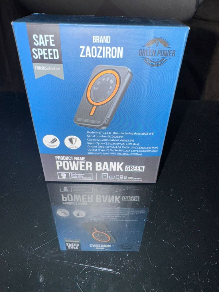 12000mAh Power Bank – Fast Charging with LCD Display & Wireless Support