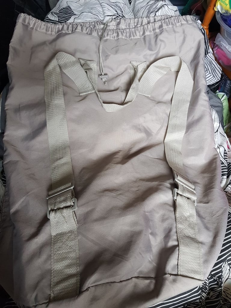 Grey Backpack Laundry Bag with Shoulder Straps