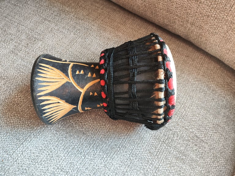 Genuine, Vintage, Wooden, Hand Crafted/Painted, Goat Skin, African Drum/Djembe