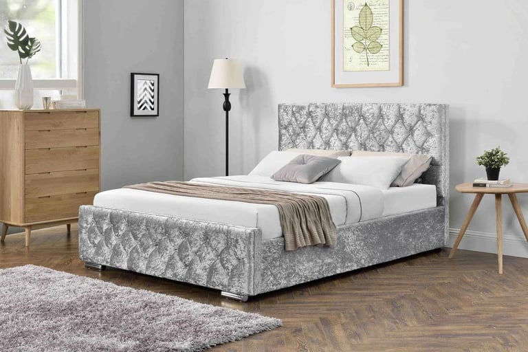 Double And Kingsize Ottoman Storage Bed Crushed Velvet