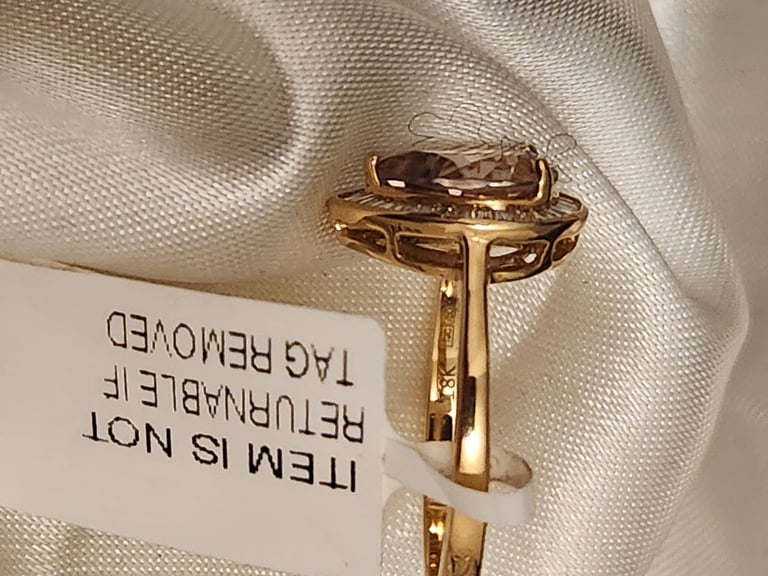  18CT Size P RING Yellow Gold 2.25 Ct. AAA Grade 10X7 Turkizite SI G-H 33 Baguette Diamond  