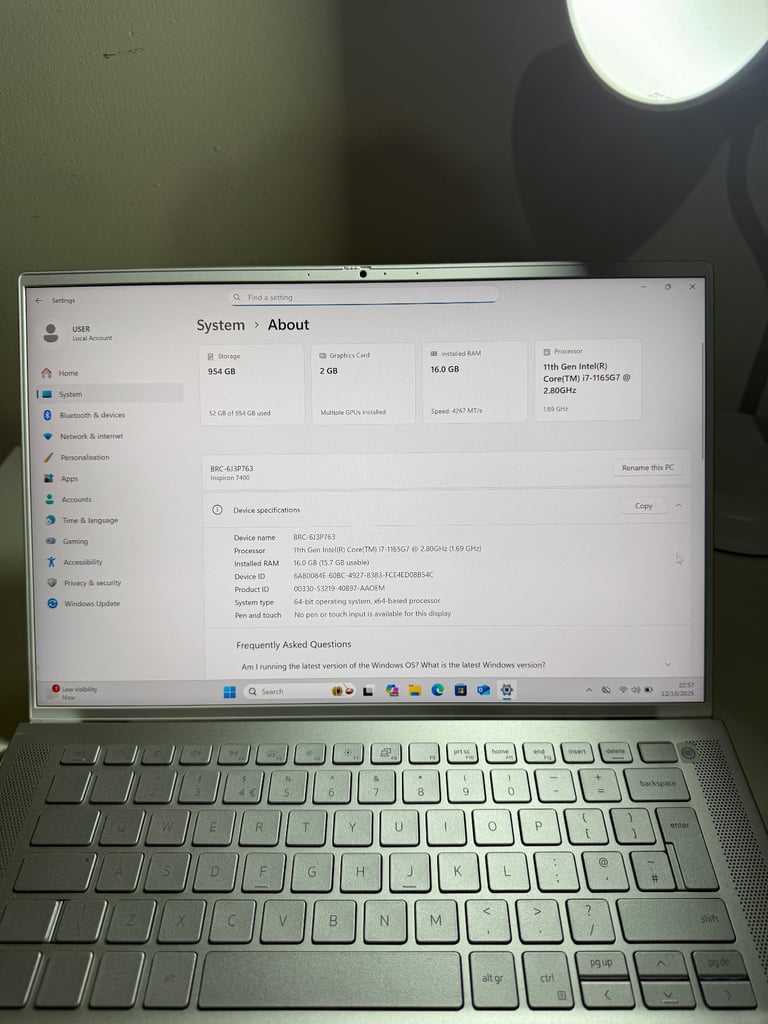 Dell Inspiron Intel Core i7 1165G7,16gb ram,1TB nvme,Nvidia Mx 350 2gb gpu,QHD+ 2K screen