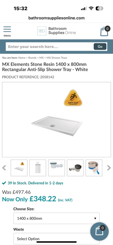 image for MX Elements Shower Tray 1400x800