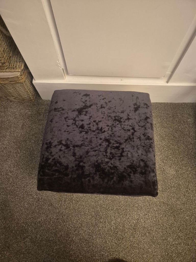 Crushed velvet footstool with storage 