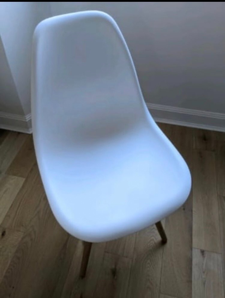 Modern White Eiffel Chair with Wooden Legs