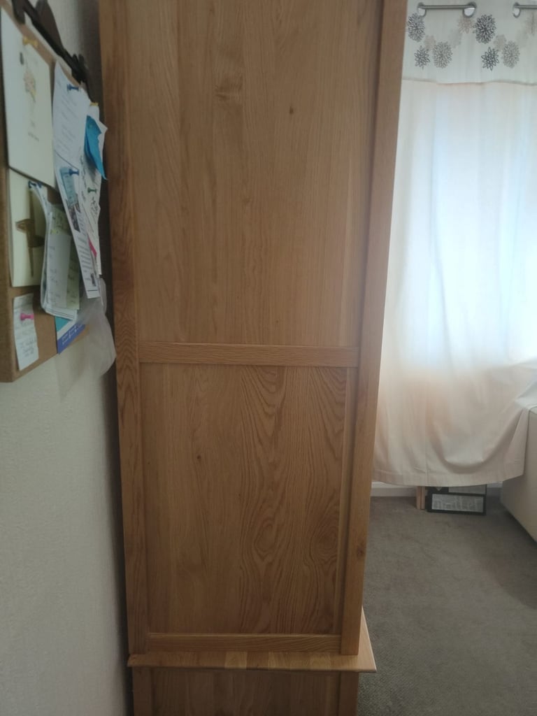 Solid oak large triple wardrobe
