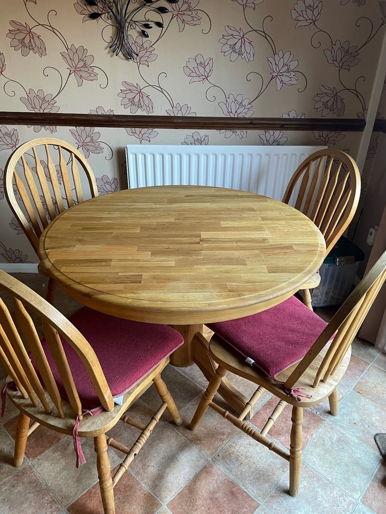 Solid Wooden Table and Four Chairs