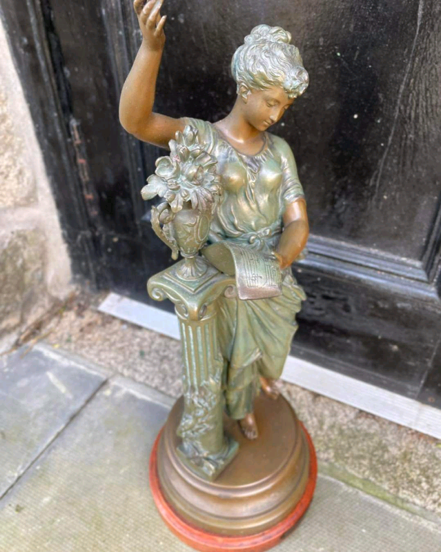 Bronze Figures Two Antique French Bronze Spelter Female Figures