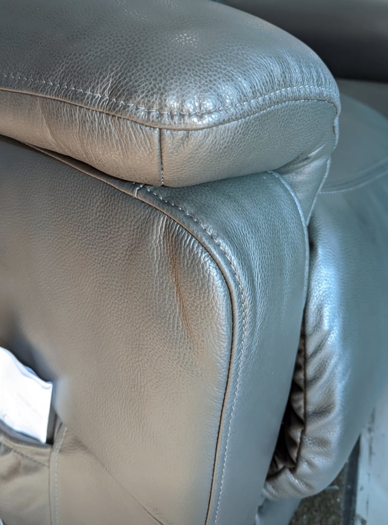 Triple Motor genuine Leather Dark Grey Riser Recliner Armchair 