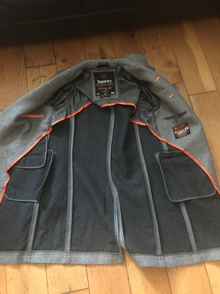 RRP £200 brand new no tags mens Superdry supremacy long trench coat winter jacket size large mens