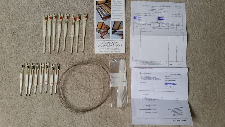 Harpsichord jacks, strings and Delrin