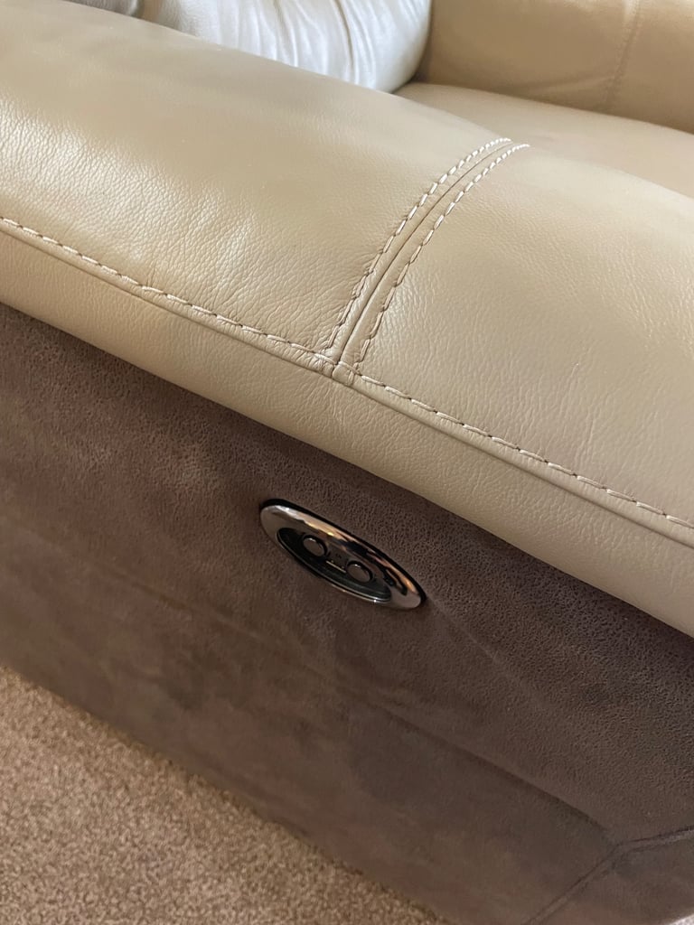 DFS Electric Reclining Sofa and Armchair Suite with Footstool (Immaculate)
