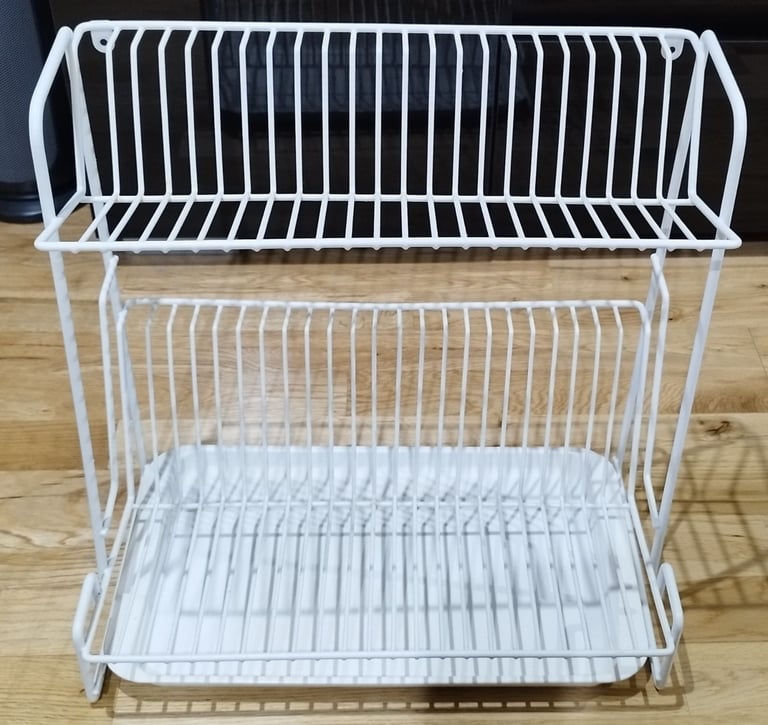 image for Delfinware White 2 Tier Plate Rack 