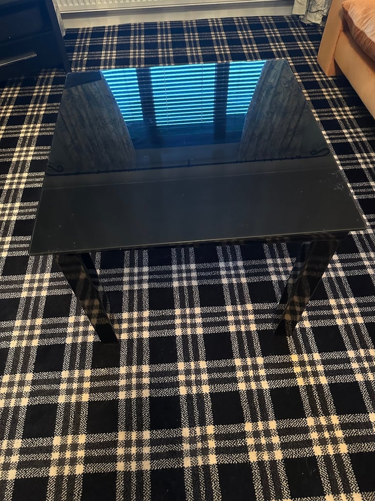 image for Black Glass Square Side Table - 60 x 60cm