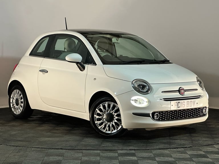 WHITE 2016 FIAT 500 LOUNGE 1.2 PETROL 3 DOOR HATCHBACK 1 PREVIOUS OWNER £20 TAX