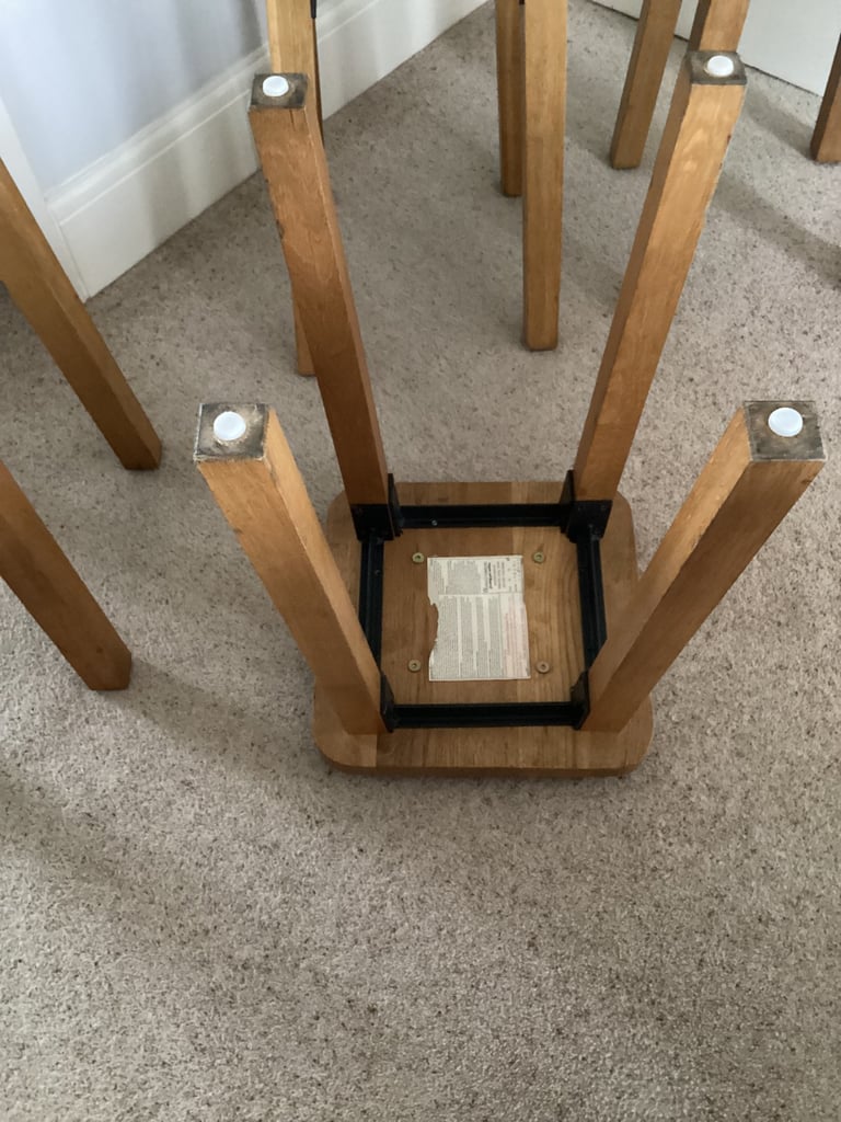 Solid Oak stool faux Leather seat pad