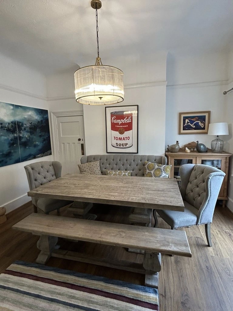 image for 'PEPPERMILL INTERIORS' Solid Oak Dining Room Furniture (Dining Table & Dining Chairs + Sofa & Bench)