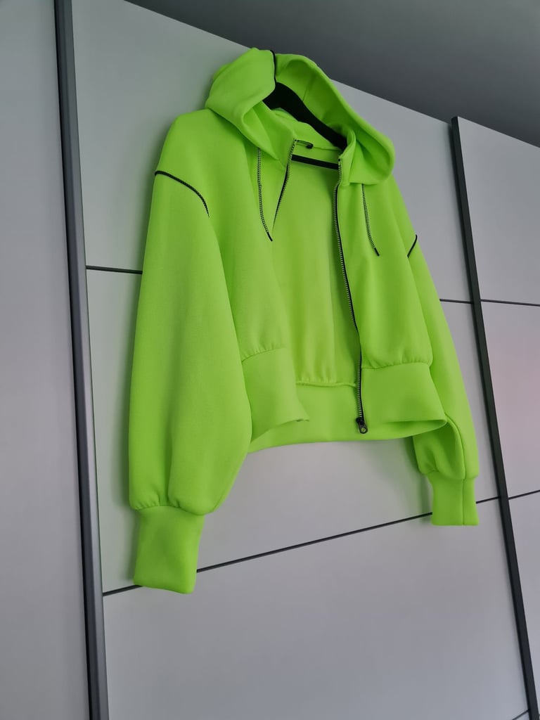 S/M Zara Neon limited edition zip-up hoodie zipped 