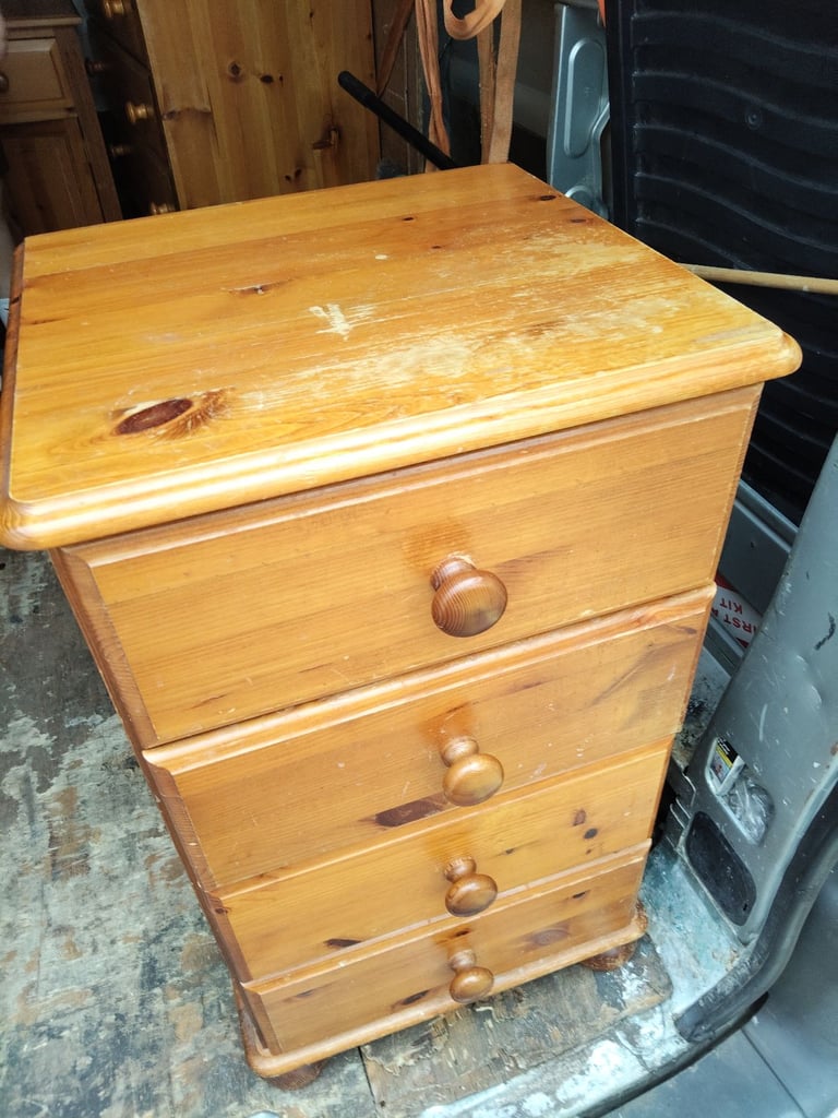 Pine 4 draw bedside cabinet 