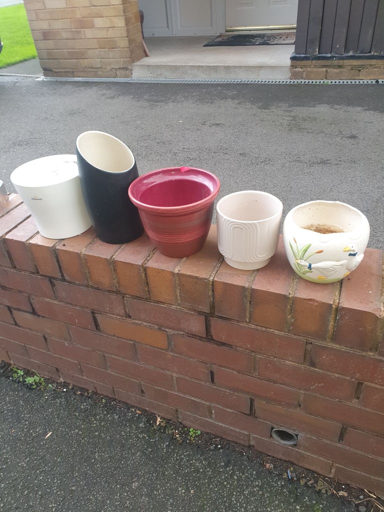 image for 5 Ceramic Pots , Decent Condition, Great For Garden Or Home , Clean , Very Useful. 